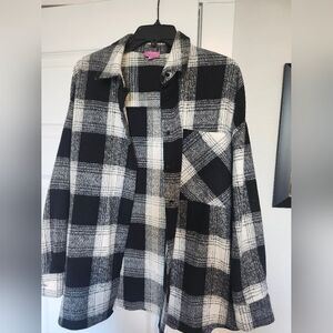 Miami Black and White Plaid Shirt Jacket